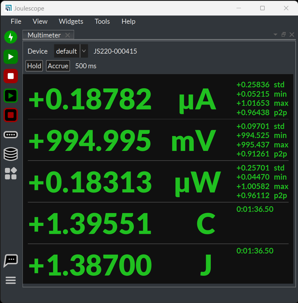 Joulescope UI Multimeter capture