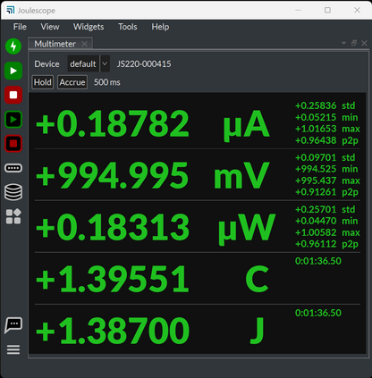 Joulescope UI Multimeter capture